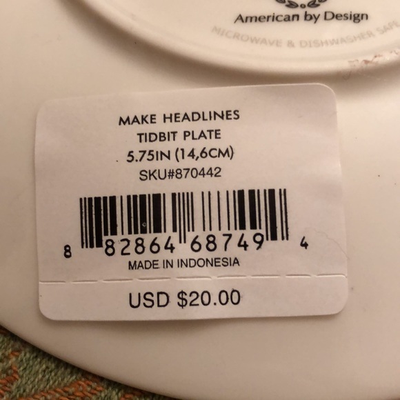 NWT KATE SPADE Decorative Plate Make Headlines CHARM by Lenox 6” - Picture 10 of 10